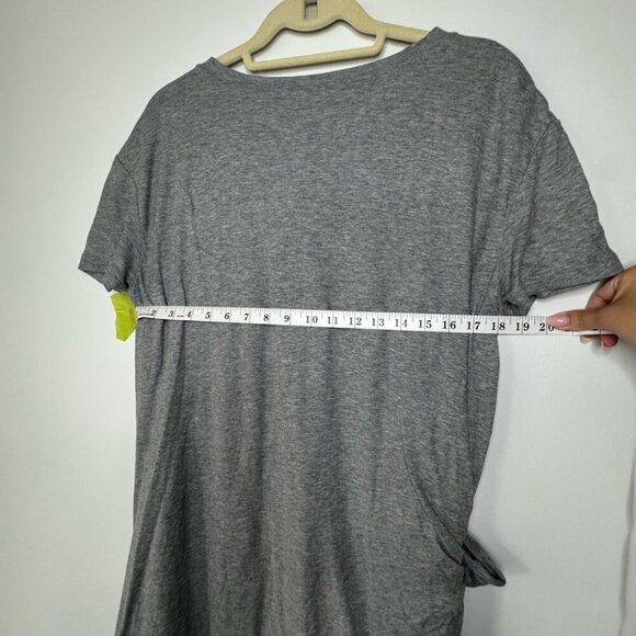 Vince Scoop Neck Grey T-Shirt Dress – Side Tie, Size Large - Picture 6 of 10